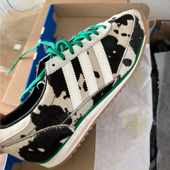 Adidas Women's SL 72 OG Cow Print Sneakers - Black and White - Picture 4 of 6
